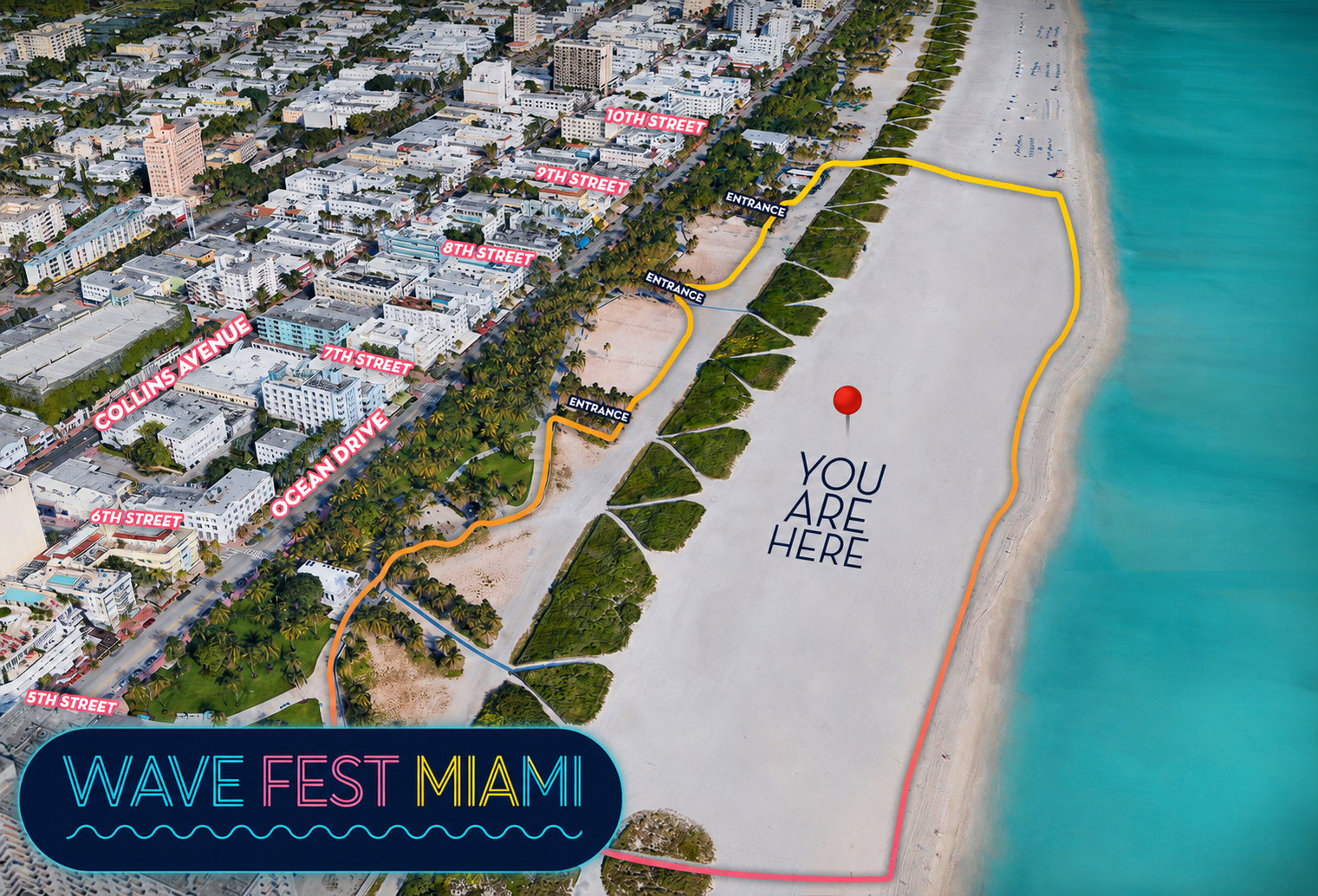 South Beach Lummus Park Ocean Drive Between 5th and 10th Streets on the sand
